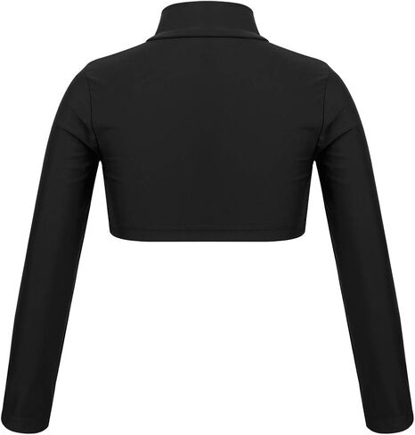 Girls Long Sleeve Turtleneck Crop Top Cheer Dance Shirt | Stretchy Athletic Top with Mock Neck Design for Ballet Gymnastics Cheerleading Practice Performance Workout and Daily Wear in Kuwait