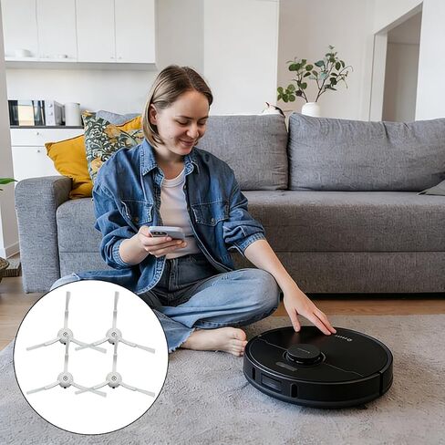 4 قطع بديلة من الفرش الجانبية متوافقة مع Roborock Q Revo/Qrevo S/Qrevo Pro/Qrevo Master/S8/S8+/S8 Pro Ultra/S7 MaxV/S7/Q7Max/Q8 Max/S8/Q7/Q5/S6/S5/S4/E5/E4/E3/E2 مكنسة روبوت، بيضاء in Kuwait