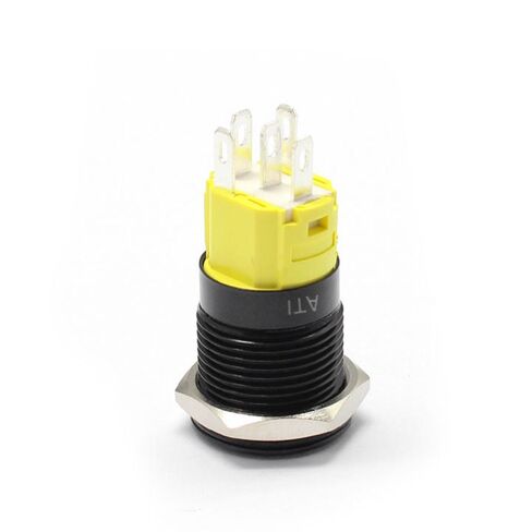 Alpinetech 16mm Latching LED Pushbutton Black Switch with Symbol Power in Kuwait