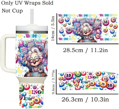 Tumbler UV Wraps, Sunflower and Bingo Designs, Decorative Cup Decals, 28.5x14cm and 26.3x9.6cm, Not Including Cup (Bingo) in Kuwait