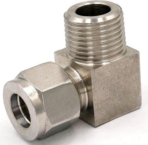 Fit Tube O/D 12mm -1/2" BSPT Elbow 304 Stainless Steel Ferrule Pneumatic Air Compression Fitting in Kuwait