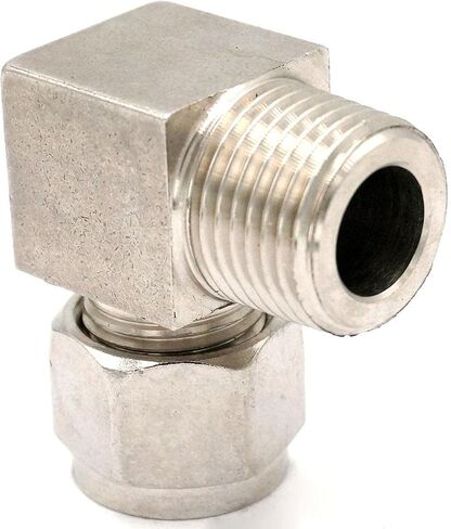 Fit Tube O/D 12mm -1/2" BSPT Elbow 304 Stainless Steel Ferrule Pneumatic Air Compression Fitting in Kuwait