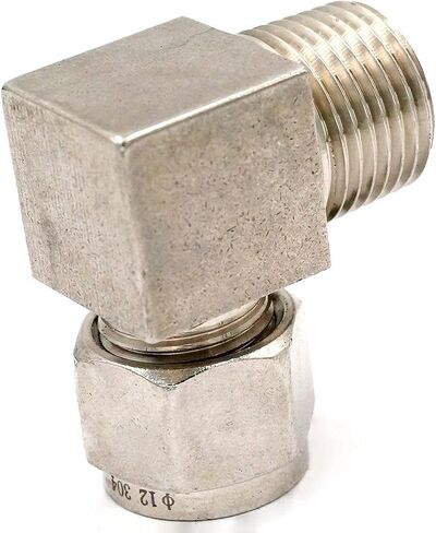 Fit Tube O/D 12mm -1/2" BSPT Elbow 304 Stainless Steel Ferrule Pneumatic Air Compression Fitting in Kuwait