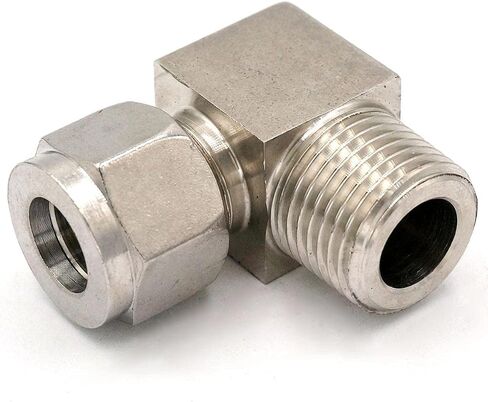 Fit Tube O/D 12mm -1/2" BSPT Elbow 304 Stainless Steel Ferrule Pneumatic Air Compression Fitting in Kuwait