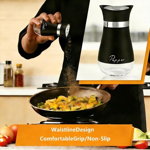 Salt and Pepper Shakers 2pcs set with Holer, 4.2 oz Kitchen Salt Pepper Containers with Glass Bottom for Camp, Cooking in Kuwait