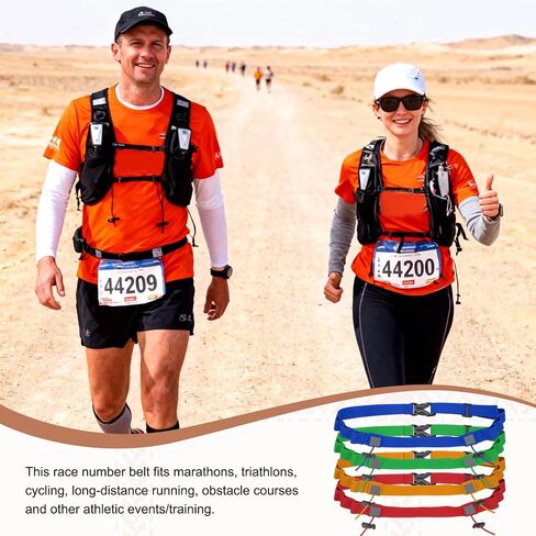 Bib Belt, Race Belt Triathlon Running Number Holder Elastic Comfortable with 6 Gel Loops, Sport Race Bib Holder 2Pcs, Blue for Runners/Marathon/Cycling in Kuwait