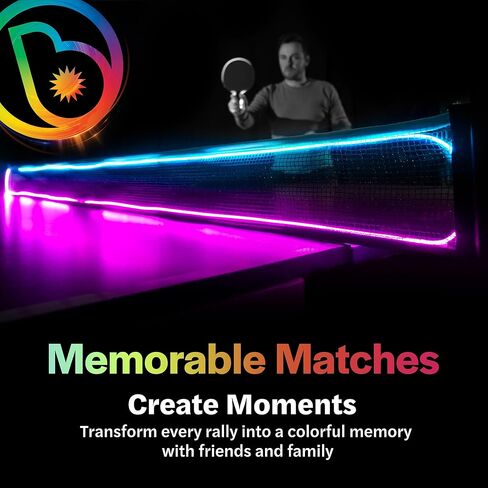 حزمة Brightz Glow in The Dark Ping Pong - تتضمن شبكة LED NetBrightz Ping Pong Net Light وتوهج في كرات Ping Pong المتوهجة في الظلام - مثالية للألعاب الليلية، والحفلات، ومتعة غرفة الألعاب in Kuwait
