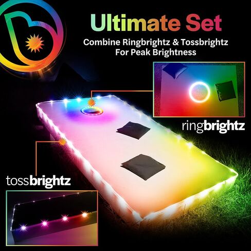 Brightz Premium Cornhole Ring & Edge Light Bundle - RingBrightz + TossBrightz للسطوع الفائق (تغيير اللون) in Kuwait