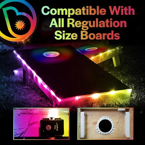 Brightz Premium Cornhole Ring & Edge Light Bundle - RingBrightz + TossBrightz للسطوع الفائق (تغيير اللون) in Kuwait