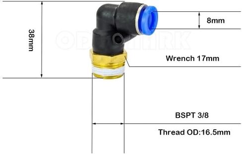 10 Pcs of PL8-03,8mm Push In One Touch Connector 3/8" Thread Pneumatic Quick Fittings in Saudi Arabia