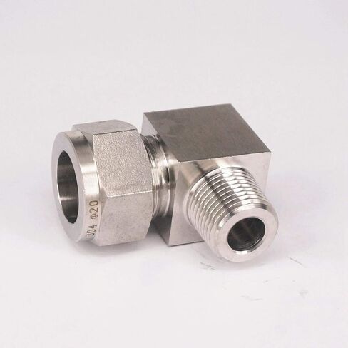Fit Tube O/D 20mm -1/2" BSPT Elbow 304 Stainless Steel Ferrule Pneumatic Air Compression Fitting in Kuwait