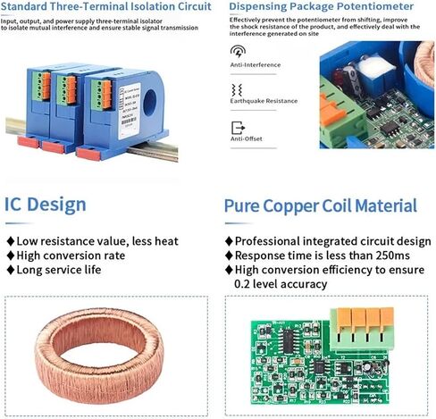 AC DC 10A 30A 50A 100A RMs جهاز الإرسال الحالي 4-20mA 0-5V 0-10V محول التيار المستمر العالمي 22 مم 31 مم مستشعر تيار الأمبير (0-20 مللي أمبير الإخراج، AC DC 0-20A_31MM Aperture_DC24V PWR) in Kuwait