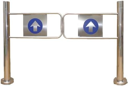 Silver Automatic Closing Safety Gate - One-Way Swing Door for Supermarket Entry, Manual Access for Hallways & Factory Aisles, 80x97 cm - Durable & Secure Passage Solution in Kuwait