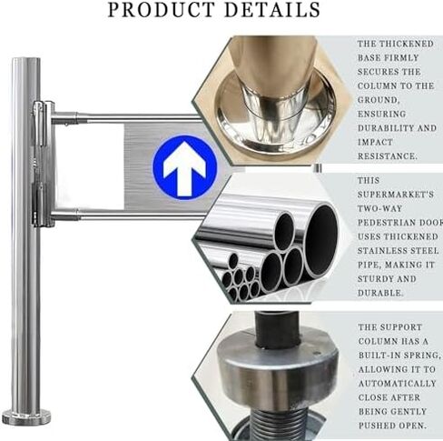 Automatic Swing Safety Gate, Stainless Steel Two-Way Gate for Warehouses and Markets, 180° Manual Open, Entrance Door for Secure Access in Kuwait