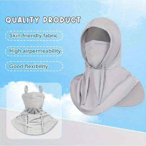 1 Pack Summer Balaclava Sun Hood Breathable Full Head Mask Face Cover for Men Women Motorcycle Cycling Fishing Black in Kuwait