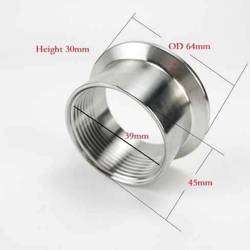 DN32 (39mm) Tri-Clamp 45mm OD64, Internal Thread Connector For Heating ，SS304 in Saudi Arabia