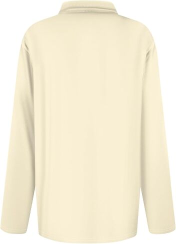 Women's Summer Blouses, Long Sleeve Button V-Neck Polo Shirts Lightweight Quick Dry Business Casual Tops, S-3XL in Kuwait