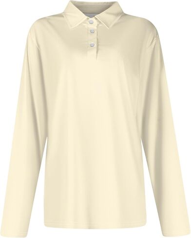 Women's Summer Blouses, Long Sleeve Button V-Neck Polo Shirts Lightweight Quick Dry Business Casual Tops, S-3XL in Kuwait