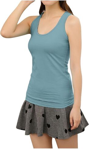 Girls Stretchy Racerback Tanks Women Scoop Neck Fitted Tank Tops Workout Yoga Shirts Sleeveless Summer Slim Cami Tees in Kuwait