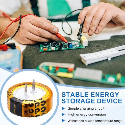MECCANIXITY Super Capacitor، 5.5V 1F C-Type Button Capacitor، طاقة عالية، مقاومة منخفضة، تناسق عالٍ للألعاب الإلكترونية، شاشة عرض ذكية لمحرك التيار المتردد (ذهبي، حزمة من 2) in Kuwait