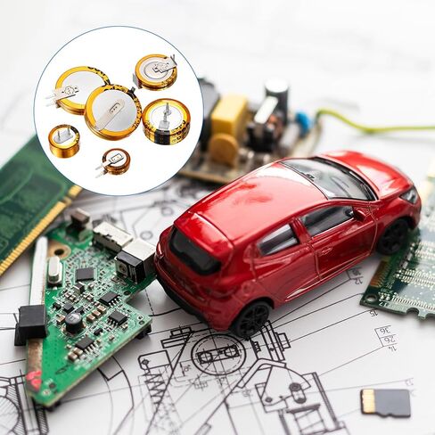 MECCANIXITY Super Capacitor، 5.5V 1F C-Type Button Capacitor، طاقة عالية، مقاومة منخفضة، تناسق عالٍ للألعاب الإلكترونية، شاشة عرض ذكية لمحرك التيار المتردد (ذهبي، حزمة من 2) in Kuwait