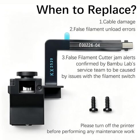 مستشعر الفتيل الأيسر الأصلي لـ Bambu Lab X2D، كاشف حالة الفتيل في الجانب الأيسر للطارد، قطعة استبدال OEM مع براغي BT2x5 in Kuwait