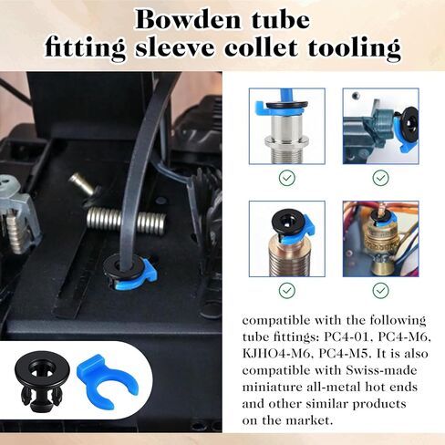 20 Piece Bowden Tube Coupler Set 1.75mm Bowden Tube Clips Bowden-Coupler Collet Clamp Clip Od 4mm 3D Printer Parts Accessories for 3D Printer in Kuwait