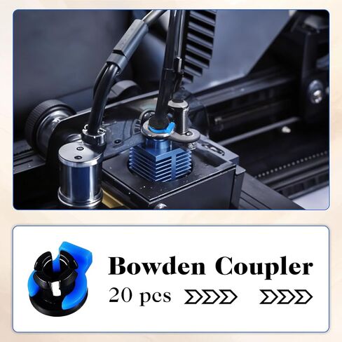 20 Piece Bowden Tube Coupler Set 1.75mm Bowden Tube Clips Bowden-Coupler Collet Clamp Clip Od 4mm 3D Printer Parts Accessories for 3D Printer in Kuwait
