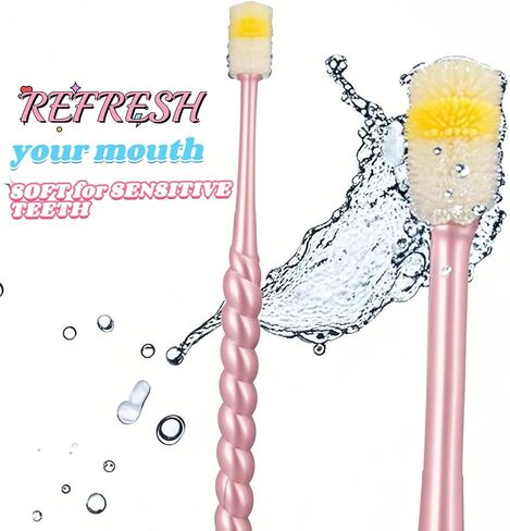 2 PCS Chemotherapy Must Haves for Women Chemotherapy Must Have Toothbrush for Sensitive Mouths Comfort Items Chemo Patients Spinning Toothbrush Oral Support Care Package (Pink) in Kuwait