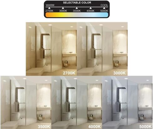 إضاءة سبوت LED حديثة مثبتة على السطح، 6 بوصة، 1200 لومن، بطارية احتياطية للطوارئ 8 وات، 5CCT قابلة للتحديد، إضاءة بدون علبة 120-277 فولت، 5 CCT 2700K-5000K، قابلة للتعتيم، تصنيف IC، أبيض ETL in Kuwait