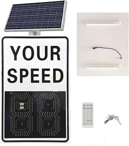 Solar Radar Speed Sign,Panel LED,Wireless Display With Instant Feedback And Remote Control,Ip65,Applicable To Highways,Speed-Limited Roads(20x28") in Kuwait