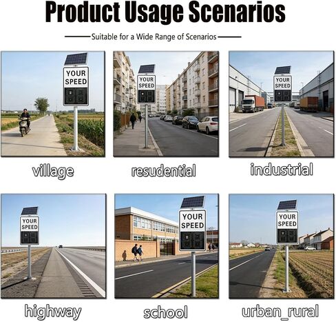 Solar Radar Speed Sign,Panel LED,Wireless Display With Instant Feedback And Remote Control,Ip65,Applicable To Highways,Speed-Limited Roads(20x28") in Kuwait