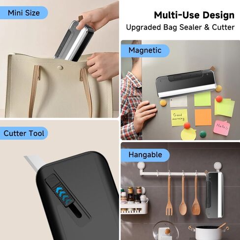 DIUDIUCAT Commercial Mini Bag Sealer with Cutter & Magnet, 3000mAh Rechargeable Handheld Heat Sealer, 2-Level Portable Food Bag Sealer for Plastic, Snack, Kitchen & Small Business Use in Kuwait