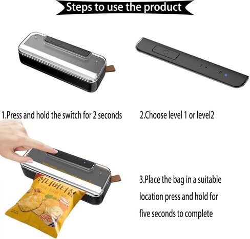 DIUDIUCAT Commercial Mini Bag Sealer with Cutter & Magnet, 3000mAh Rechargeable Handheld Heat Sealer, 2-Level Portable Food Bag Sealer for Plastic, Snack, Kitchen & Small Business Use in Kuwait