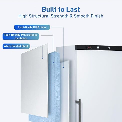 Commercial Reach-In Upright Freezer 20.5 Cu.Ft, 31" White Single Door Freezer with Lock, Energy-Efficient, Manual Defrost, ETL NSF DOE Certified for Restaurant Garage Home in Kuwait
