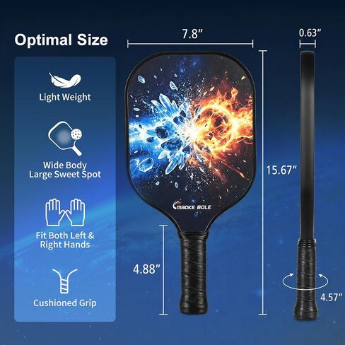 Pickleball Paddles Set of 2, Fiberglass Surface for Men & Women | Pickleball Rackets Set for Backyard Rec/Weekend Casual Sports/Community Doubles, Complete 4-Ball Kit, Anti-Slip Grip in Kuwait