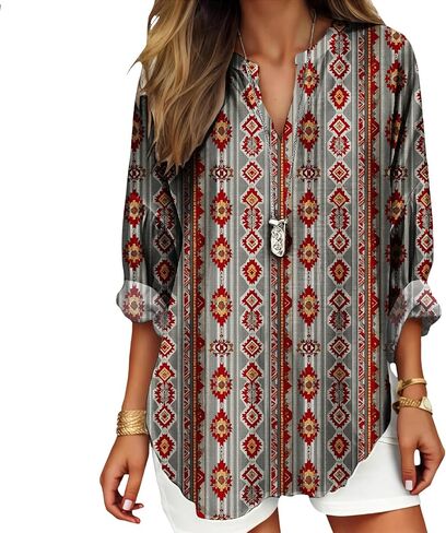Women’s V Neck Shirts Fall Trendy Lightweight Long Sleeve Tops Loose Graphic Tees Dressy Beach Vacation Clothing in Kuwait