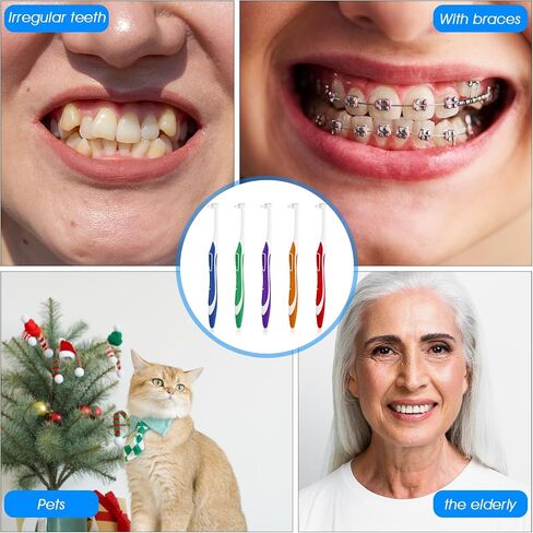 5 قطع فرشاة أسنان ذات نهاية طويلة للعناية بتقويم الأسنان، فرشاة أسنان صغيرة لتقويم الأسنان بين الأسنان، 5 ألوان متنوعة، فرشاة أسنان فائقة النعومة لتقويم الأسنان، وأجهزة تقويم الأسنان، والمناطق التي يصعب الوصول إليها in Kuwait