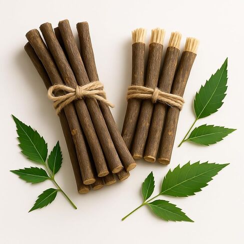 Natural Organic Neem Datun Traditional Teeth Cleaning Twigs, Chemical-Free Oral Care,Vacuum-Packed, 10 Pack in Kuwait