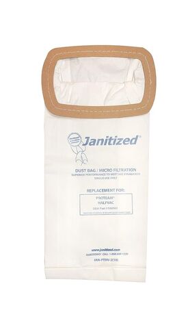 حقيبة ورقية بديلة ممتازة من Janitized JAN-PTHV-2(10) للمكانس الكهربائية ProTeam Half Vac، OEM#106960 (عبوة من 10 قطع) in Kuwait