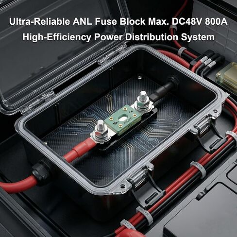 Industrial 800A ANL Fuse Block, Open Air Heavy Duty Fuse Holder | 48V DC Rated, Bakelite Base 304 Stainless Steel Hardware, for Marine RV Solar in Kuwait