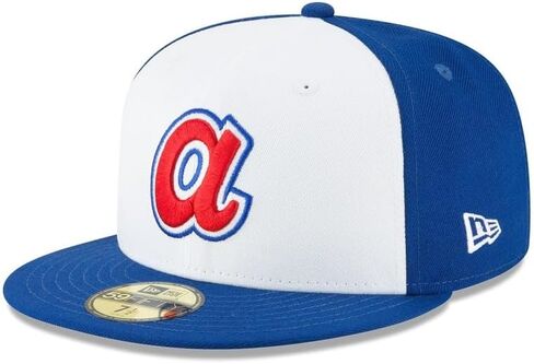 عصر جديد MLB 59FIFTY اتلانتا الشجعان فريق اللون الأبيض الأزرق Cooperstown مجموعة أصيلة جاهزة على الميدان قبعة بيسبول قبعة in Kuwait