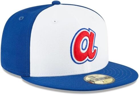 عصر جديد MLB 59FIFTY اتلانتا الشجعان فريق اللون الأبيض الأزرق Cooperstown مجموعة أصيلة جاهزة على الميدان قبعة بيسبول قبعة in Kuwait