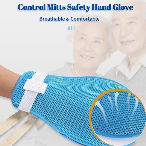 Dementia Restraint Gloves 2 Pack, Safety Control Anti Scratch Mitts Elderly Alzheimer's Safety Products Helpful to both Wearer and Caregivers (Regular) in Saudi Arabia