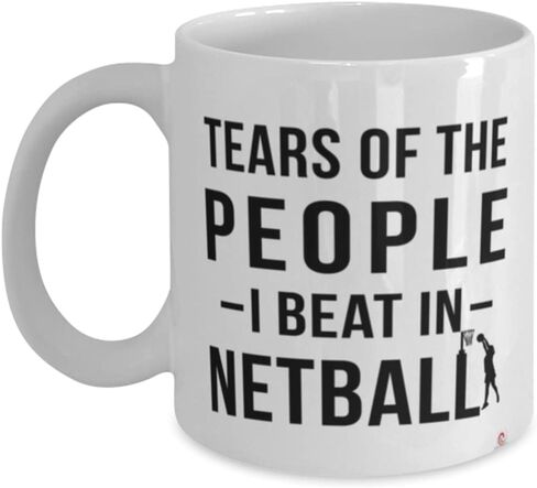 كوب ODDITEES المضحك لـ Netballer، دموع الأشخاص الذين تغلبت عليهم في كوب قهوة Netball، 11oz، أبيض in Kuwait