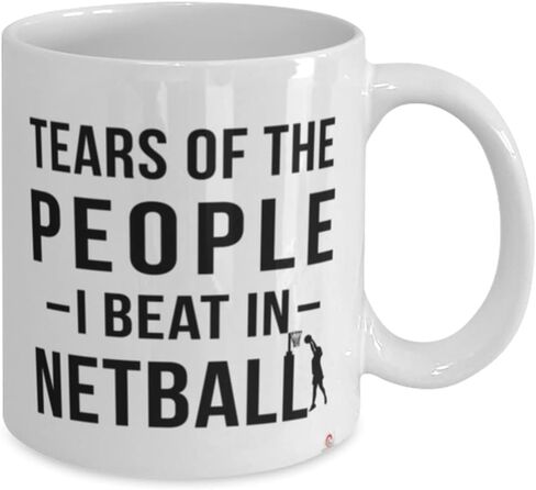 كوب ODDITEES المضحك لـ Netballer، دموع الأشخاص الذين تغلبت عليهم في كوب قهوة Netball، 11oz، أبيض in Kuwait