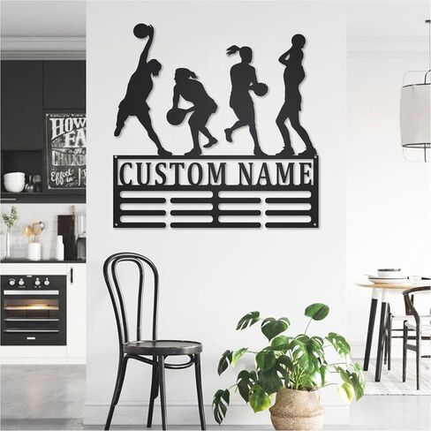 TIZE Metal Sign Custom Name-Custom Netball Medal Holder LED Light, Personalized Netball Player Name Medal Hanger, Netball Medal Display Awards Sign, Custom Netball Sign,16 color led light in Kuwait
