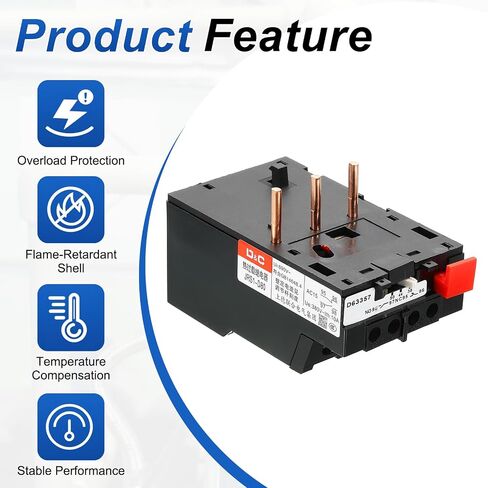 مرحل كهربائي حراري للحمل الزائد من MECCANIXITY AC220V/380V، 30-40A قابل للتعديل لحماية المحرك من انقطاع الطور وتعويض درجة الحرارة للمعدات الصناعية in Kuwait
