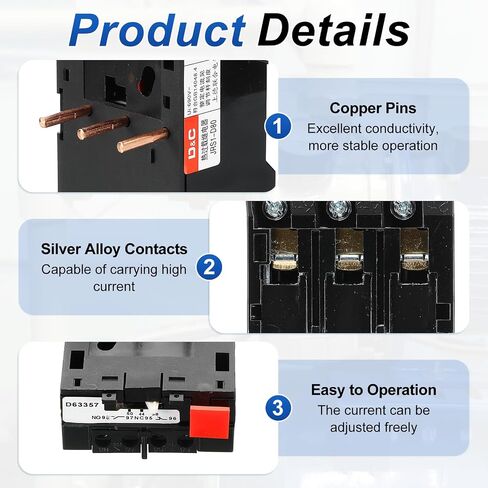 مرحل كهربائي حراري للحمل الزائد من MECCANIXITY AC220V/380V، 30-40A قابل للتعديل لحماية المحرك من انقطاع الطور وتعويض درجة الحرارة للمعدات الصناعية in Kuwait