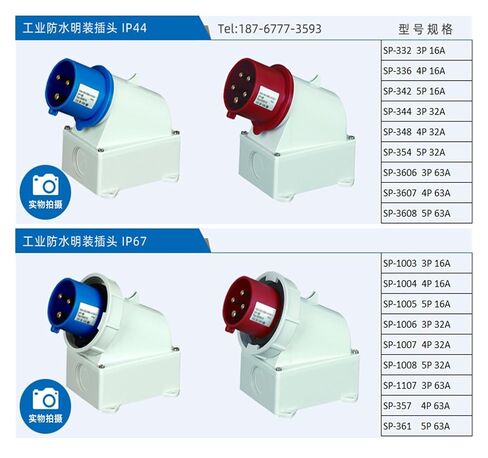 1 Pcs Outdoor Industrial Exposed Plug IP44 Waterproof and Dustproof Power Connector Distribution Box Male and Female(SP-3607) in Saudi Arabia